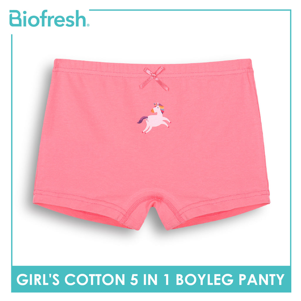 Biofresh Girls’ Antimicrobial Cotton Boyleg Panty 5 pieces in a pack UGPBG621F