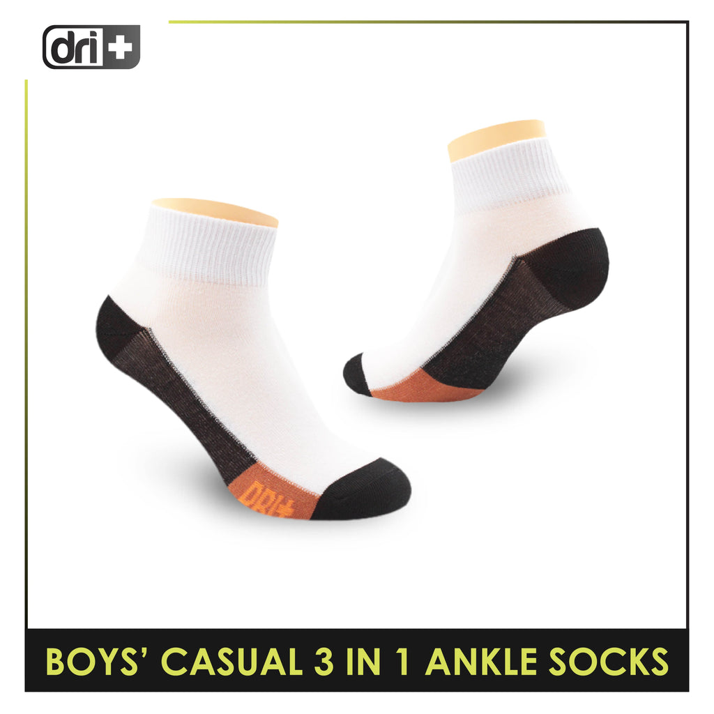 Dri Plus Boys Thin Casual Ankle Socks 3 pairs in a pack DBCKG6