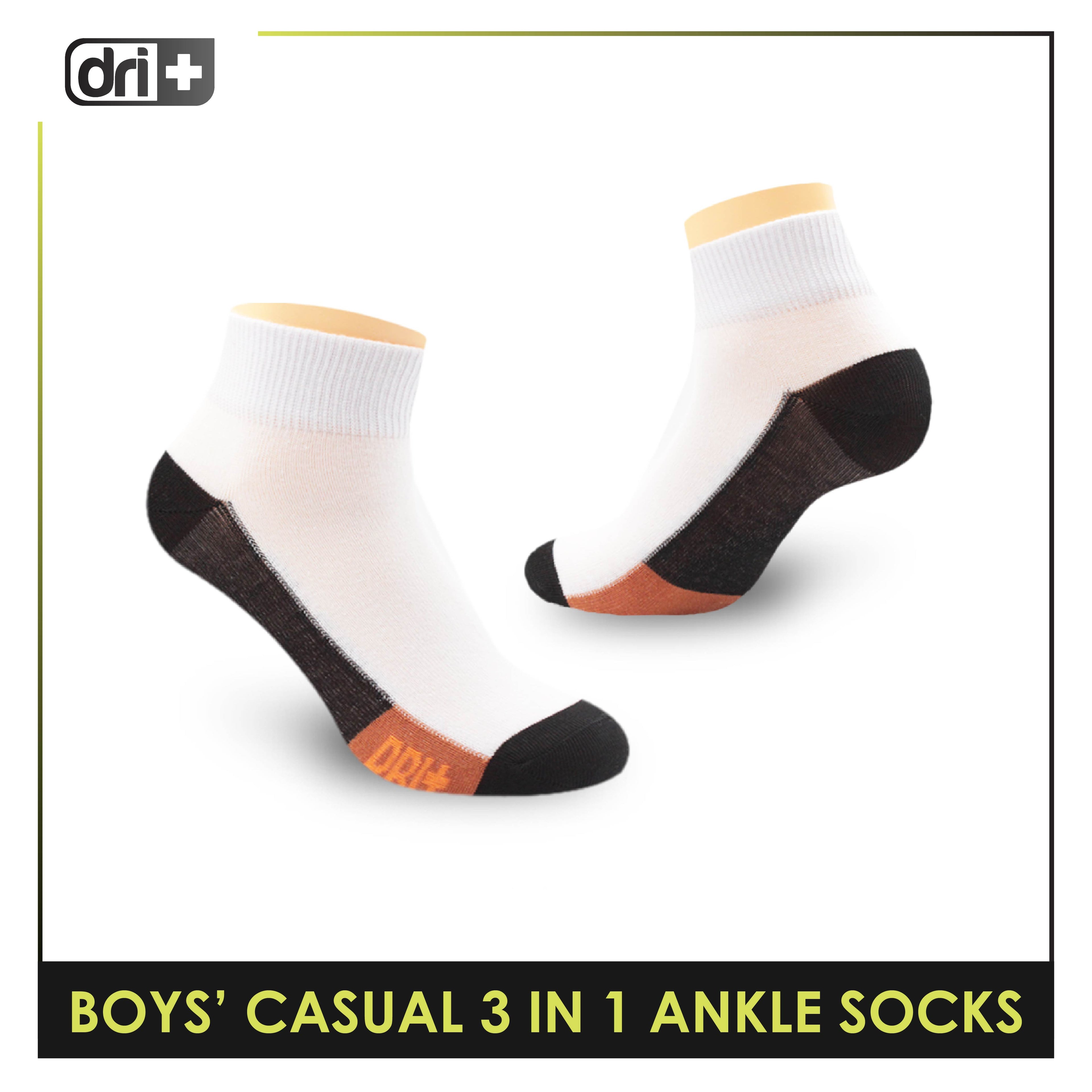 Dri Plus Boys Thin Casual Ankle Socks 3 pairs in a pack DBCKG6