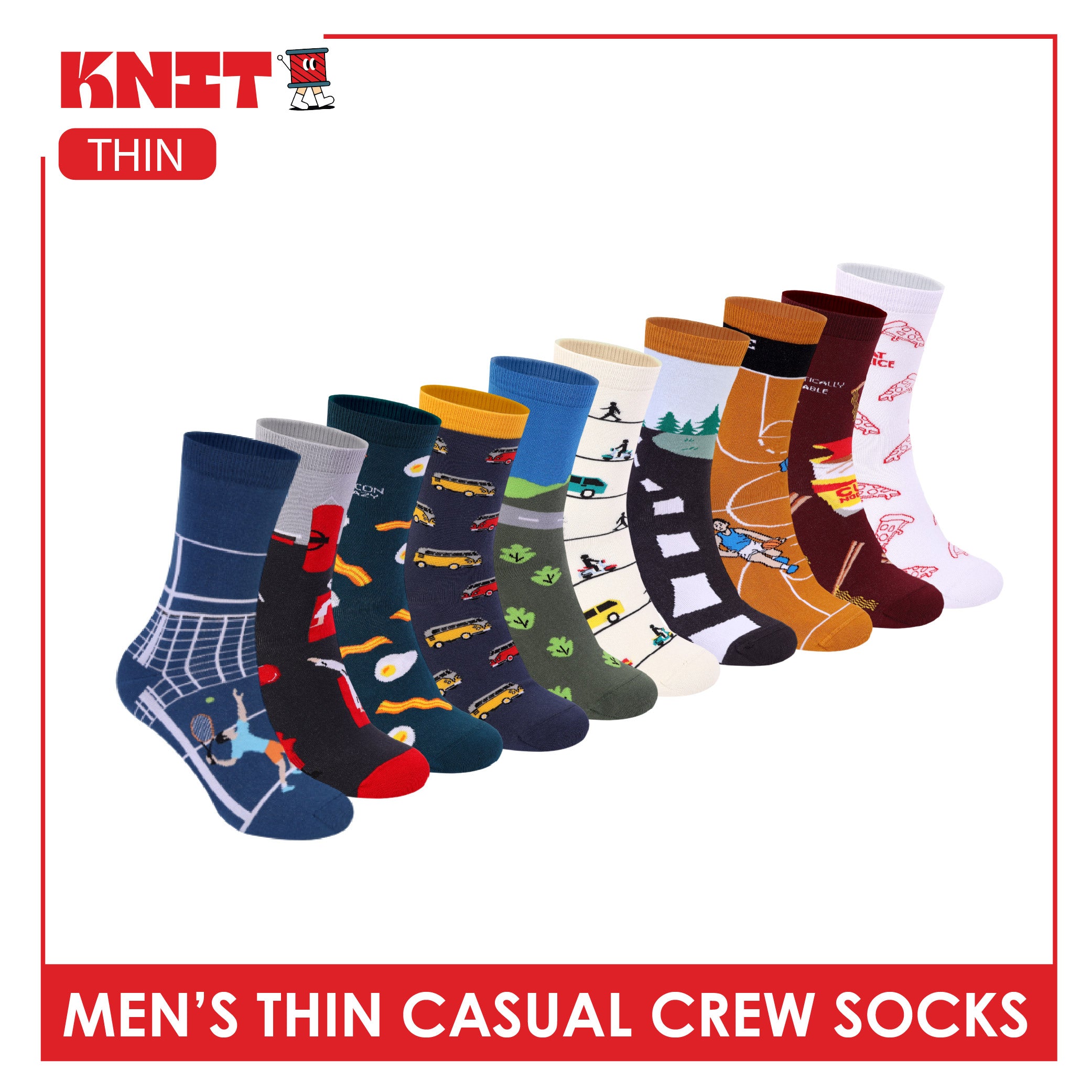 Knit Men's Cotton Thin Casual Crew Socks 1 pair KMC611