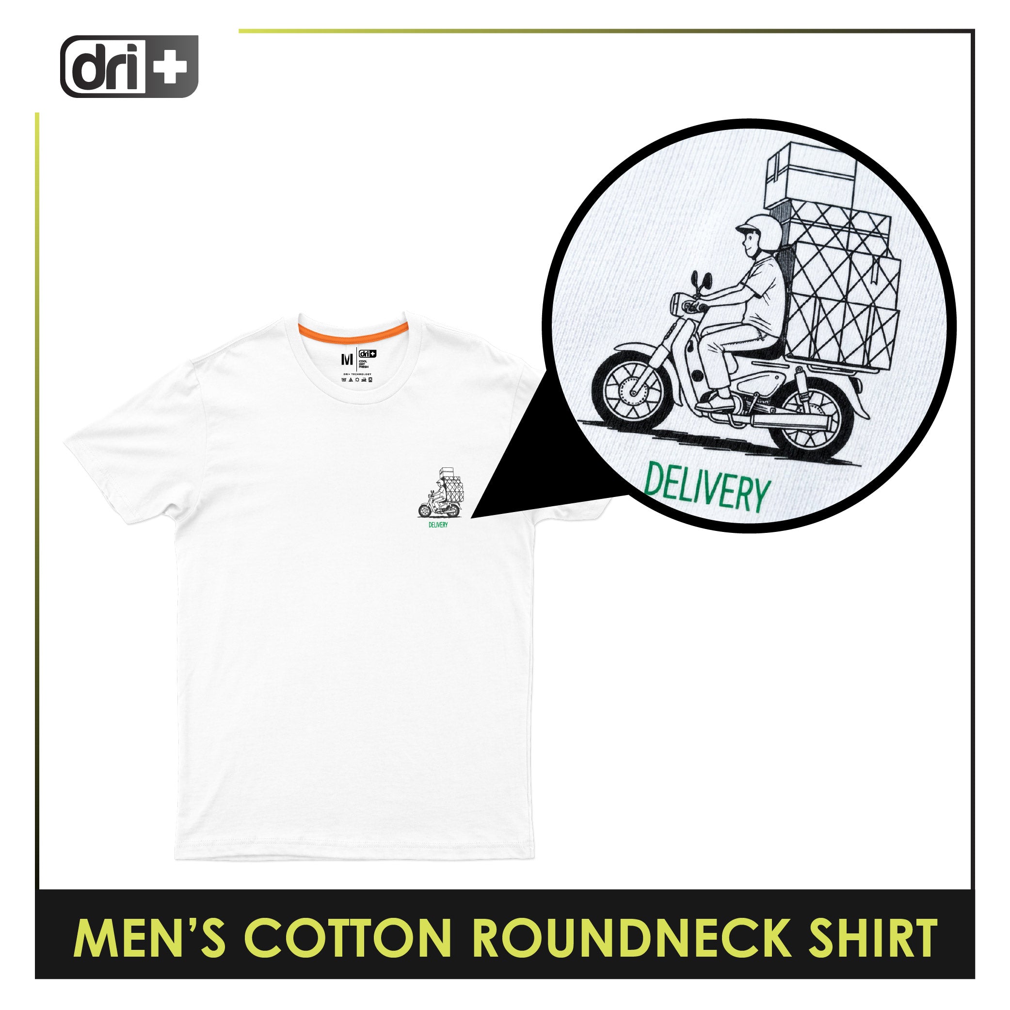 Dri plus Men's Cooltura Anti-Odor Sweat Wicking Cotton Roundneck Shirt Collection 1 piece DUMSRC614