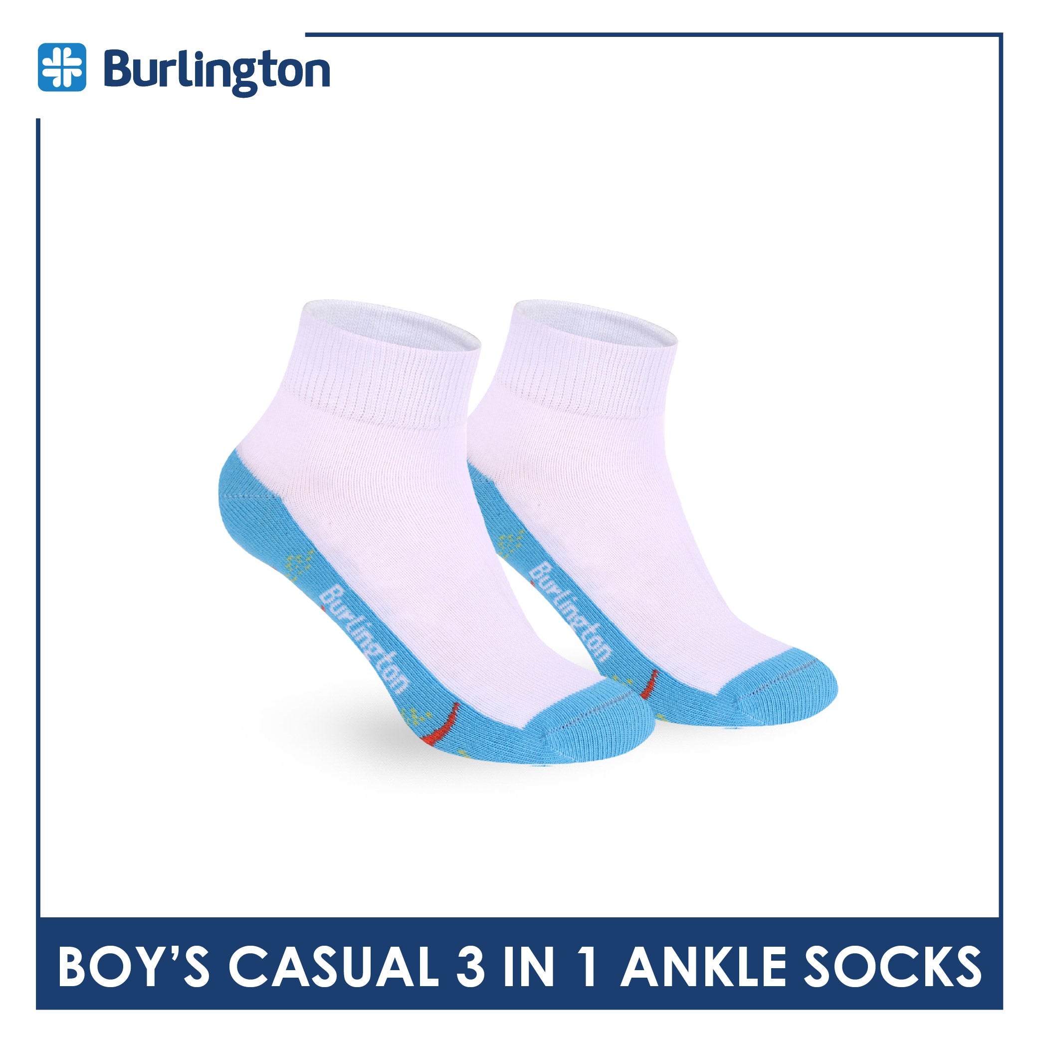 Burlington Boys’ Cotton Casual Ankle Socks 3 pairs in 1 pack BBCKG81