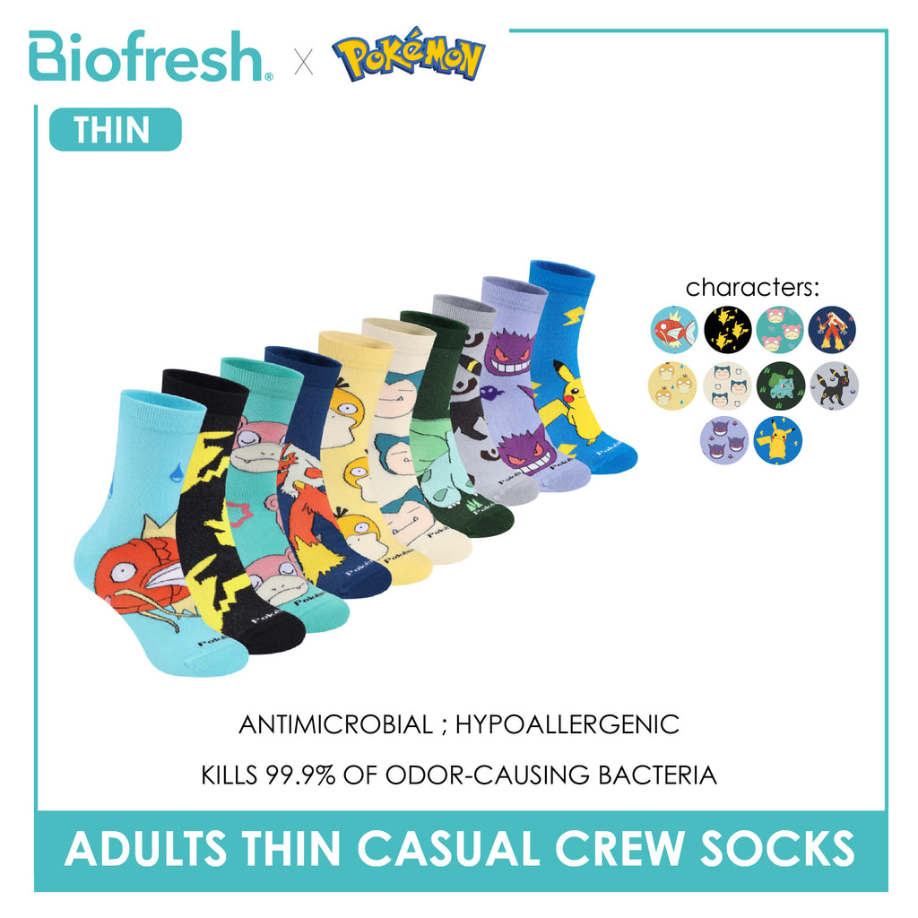 Biofresh | Pokemon Adults Antimicrobial Cotton Thin Casual Crew Socks 1 pair PKRMC631