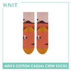 Knit Men's Astronaut (Raw Sienna) Cotton Thin Casual Crew Socks 1 pair KMC531
