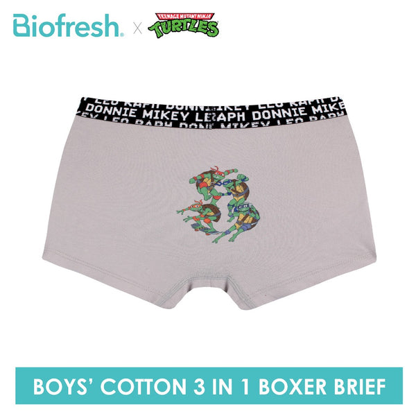 Biofresh | TMNT Boys’ Antimicrobial Cotton Boxer Brief 3 pieces in a pack NTBBBG532