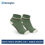 Burlington Boys’ Cotton Thick Sports Ankle Socks 3 pairs in 1 pack BBSG611