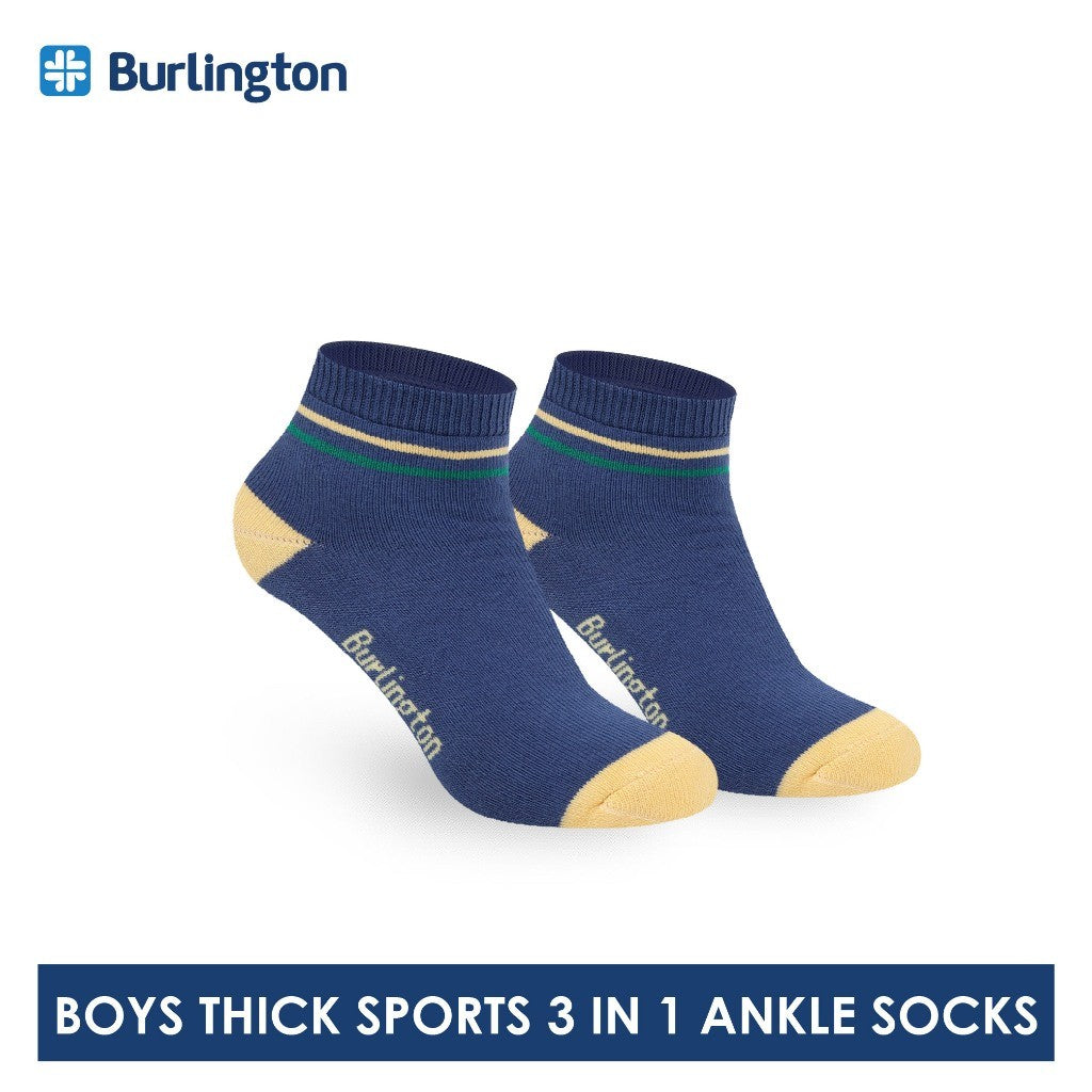 Burlington Boys’ Cotton Thick Sports Ankle Socks 3 pairs in 1 pack BBSG611