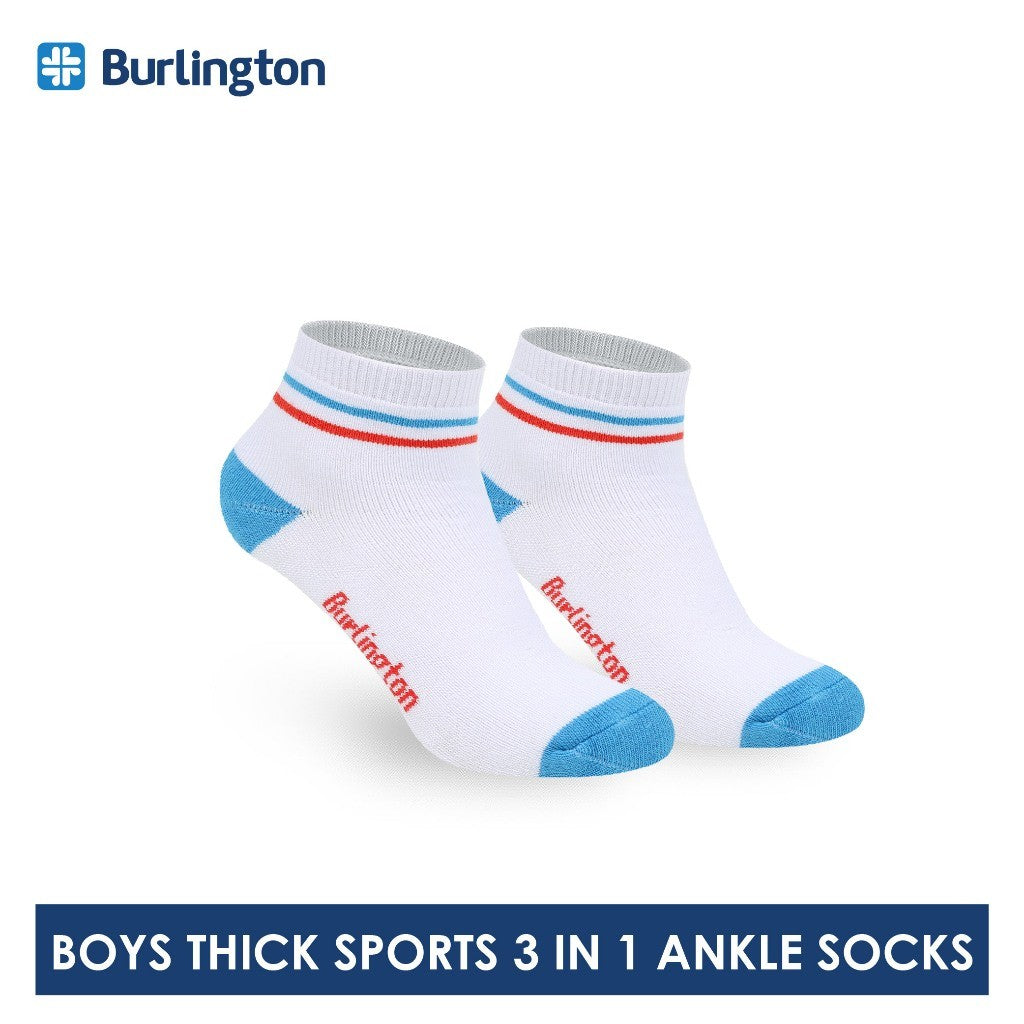 Burlington Boys’ Cotton Thick Sports Ankle Socks 3 pairs in 1 pack BBSG611