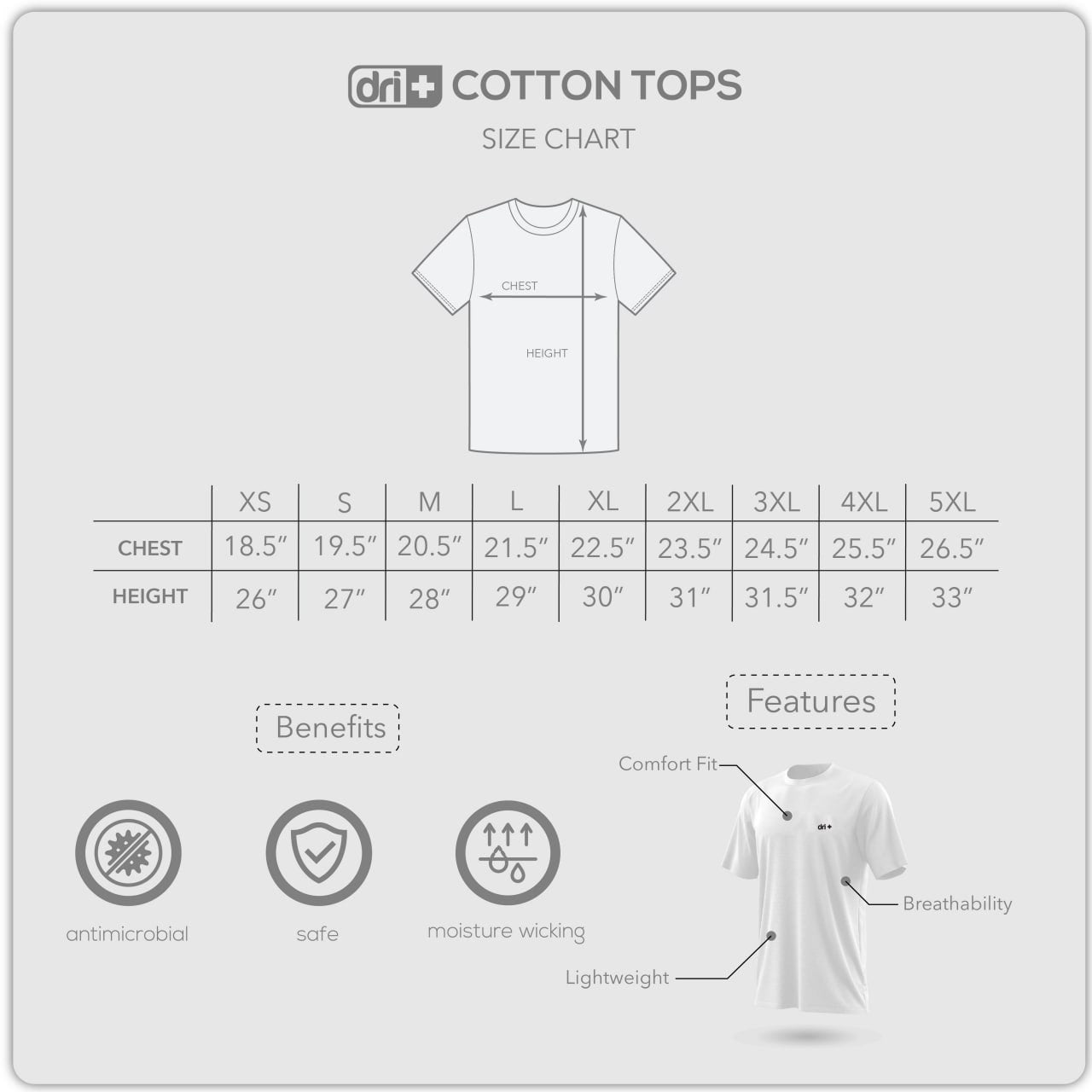 Dri Plus Men's Anti-Odor Sweat Wicking Cotton Shirt 1 piece DUMSVR2401