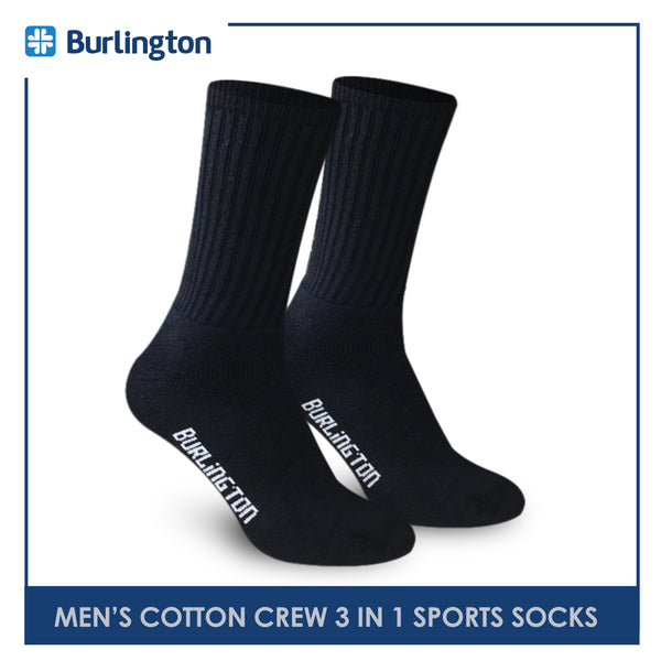 Burlington 0250 Men's Thick Cotton Crew Sports Socks 3 pairs in a pack (4357829001321)
