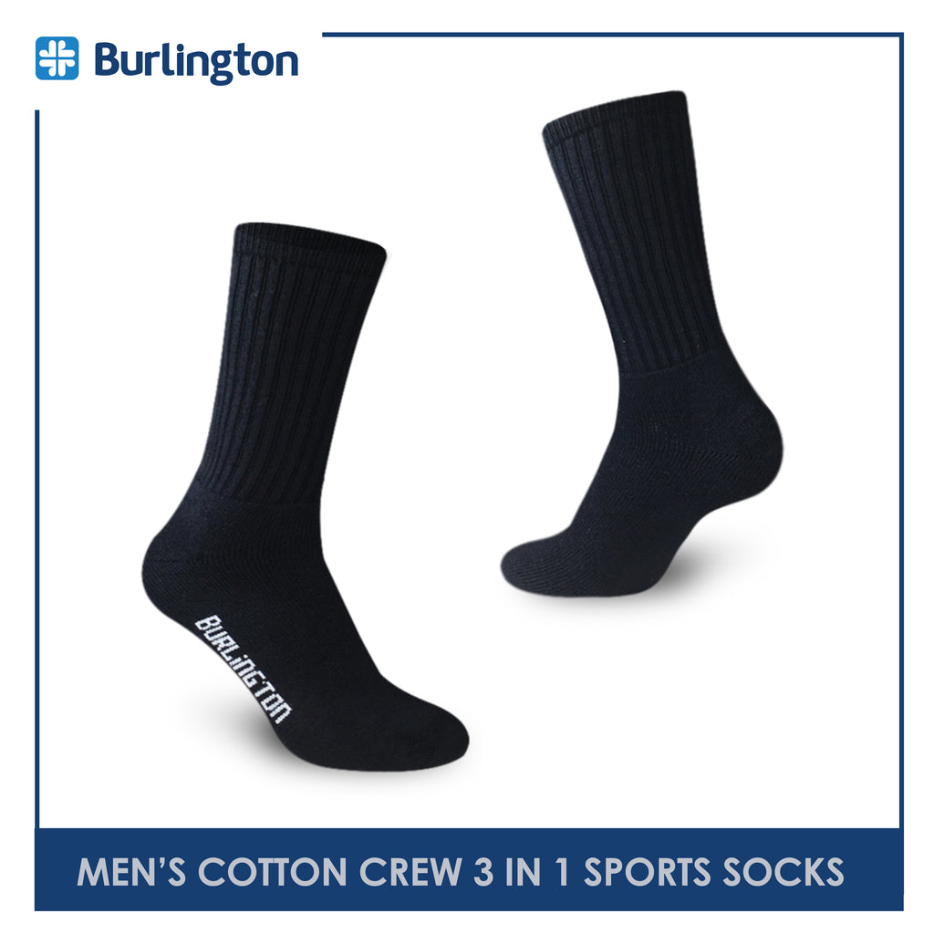 Burlington 0250 Men's Thick Cotton Crew Sports Socks 3 pairs in a pack (4357829001321)