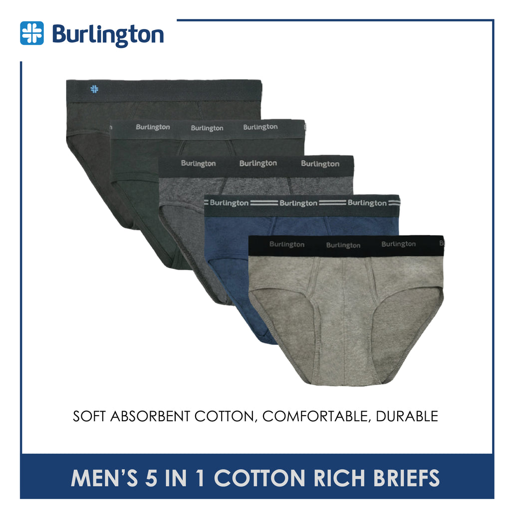 Burlington OGTMBSG1 Men's Cotton Rich Briefs 5 pieces in a pack (4790644277353)