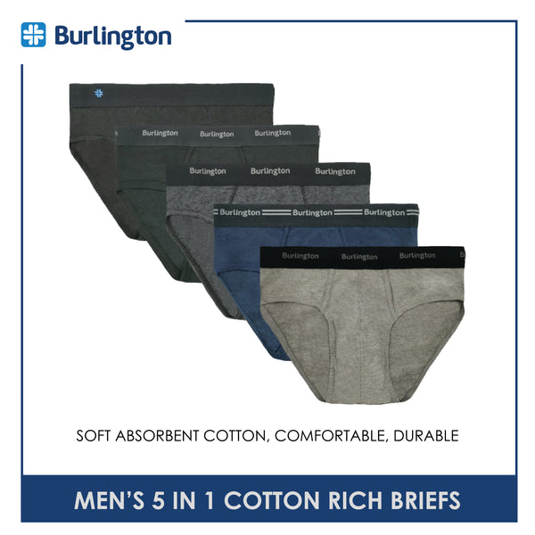 Burlington OGTMBSG1 Men's Cotton Rich Briefs 5 pieces in a pack (4790644277353)