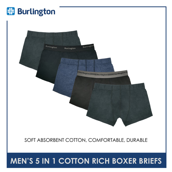 Burlington OGTMBBG1 Men's Cotton Rich Boxer Briefs 5 pieces in a pack (4790648438889)