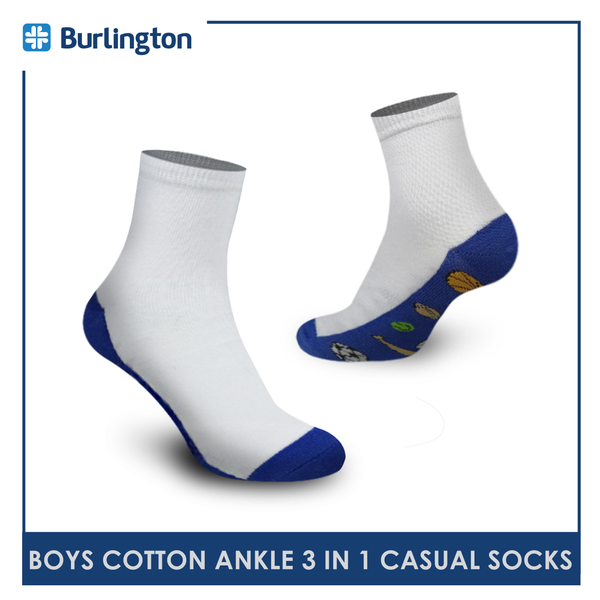 Burlington BBCKG41 Children's Cotton Ankle Casual Socks 3-in-1 Pack (4761674514537)