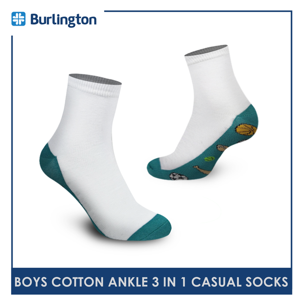 Burlington BBCKG41 Children's Cotton Ankle Casual Socks 3-in-1 Pack (4761674514537)
