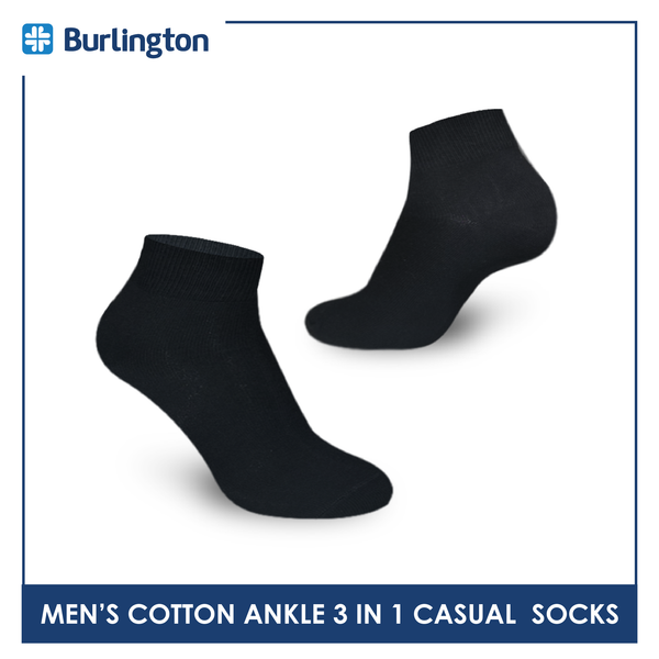 Burlington 142 Men's Cotton Ankle Casual Socks 3 pairs in a pack (4357829623913)