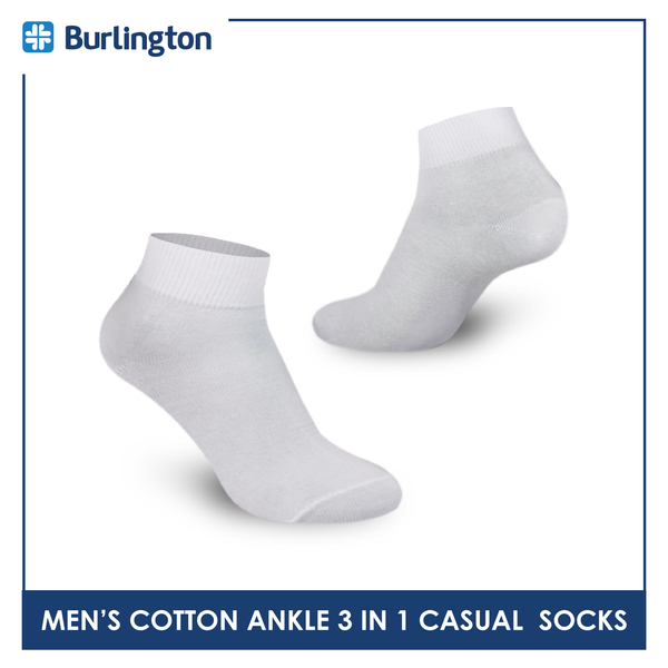 Burlington 142 Men's Cotton Ankle Casual Socks 3 pairs in a pack (4357829623913)