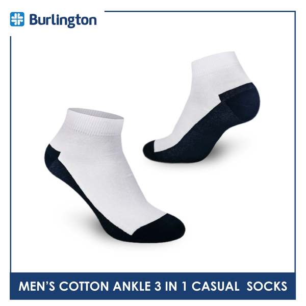Burlington 142B Men's Cotton Ankle Casual Socks 3 pairs in a pack (4357825265769)