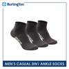 Burlington Men's Cotton Lite Casual Ankle Socks 3 pairs in a pack 141