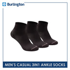 Burlington Men's Cotton Dress Ankle Socks 3 pairs in a pack BMDG3