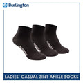 Burlington Ladies' Cotton Lite Thin Casual Ankle Socks 3 pairs in a pack 621