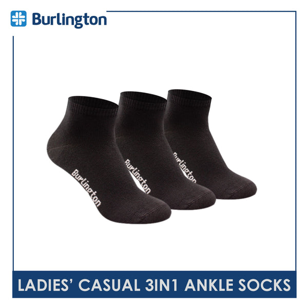 Burlington Ladies' Cotton Lite Casual Ankle Socks 3 pairs in a pack 621