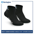 Burlington E1001 Men's Thick Cotton Embroidered Ankle Sports Socks 3 pairs in a pack (4368103243881)