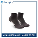 Burlington Men's Cotton Lite Thin Casual Ankle Socks 3 pairs in a pack 141