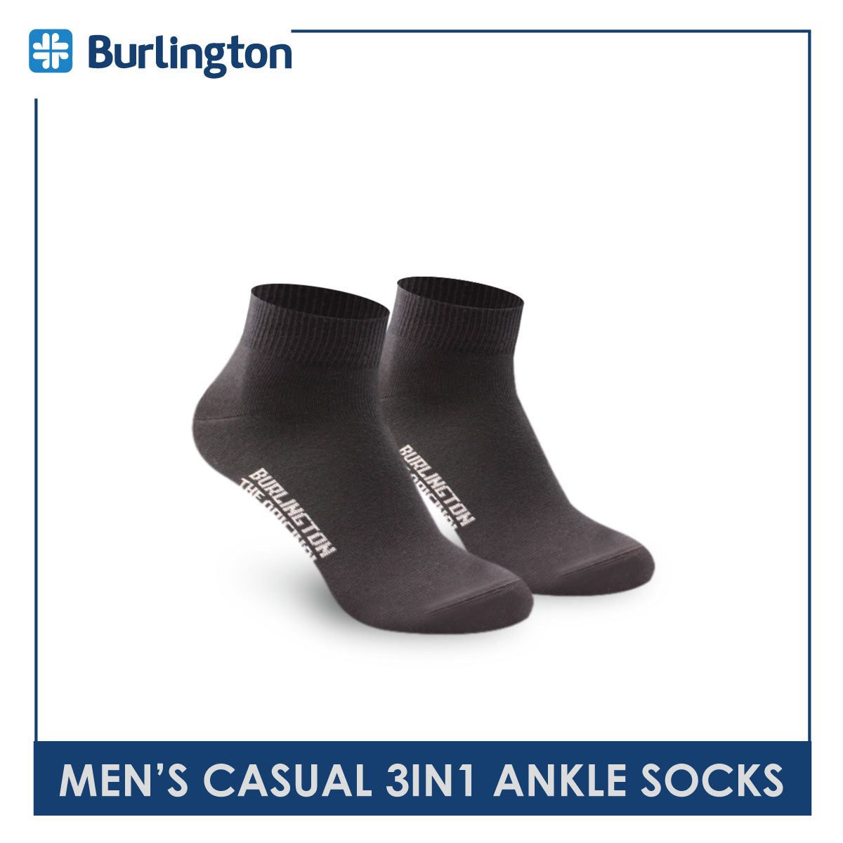 Burlington Men's Cotton Lite Thin Casual Ankle Socks 3 pairs in a pack 141