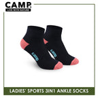 Camp Ladies' Cotton Thick Sports Ankle Socks 3 pairs in a pack CLS4