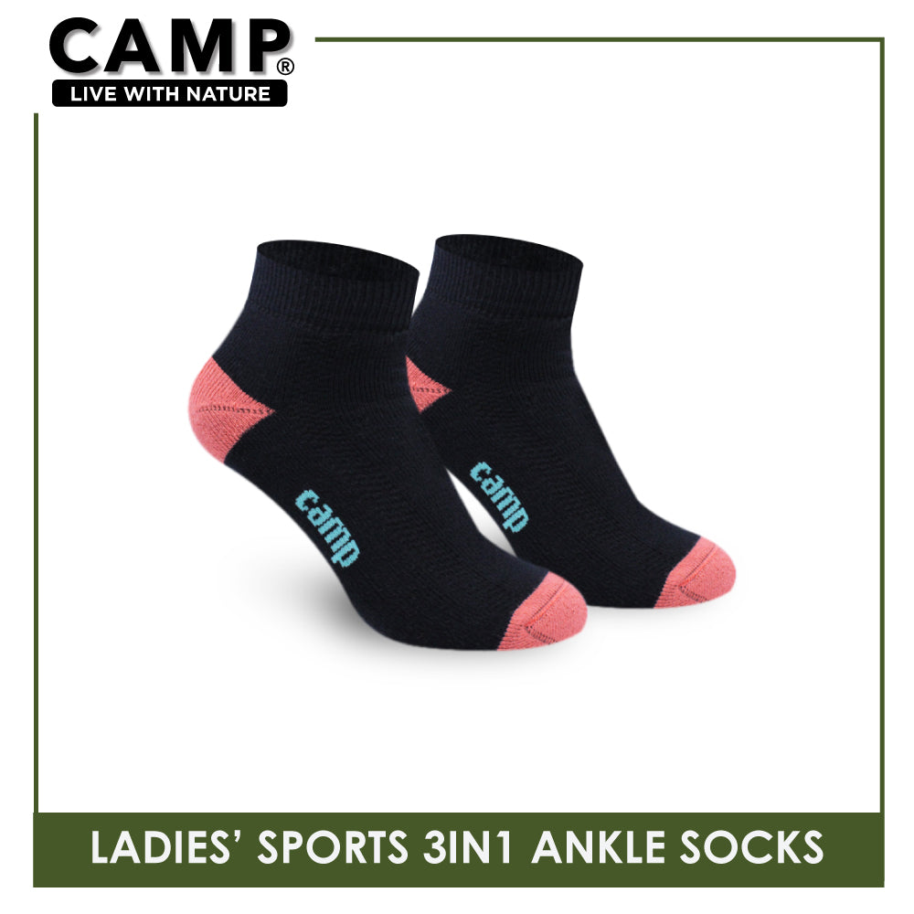 Camp Ladies' Cotton Thick Sports Ankle Socks 3 pairs in a pack CLS4