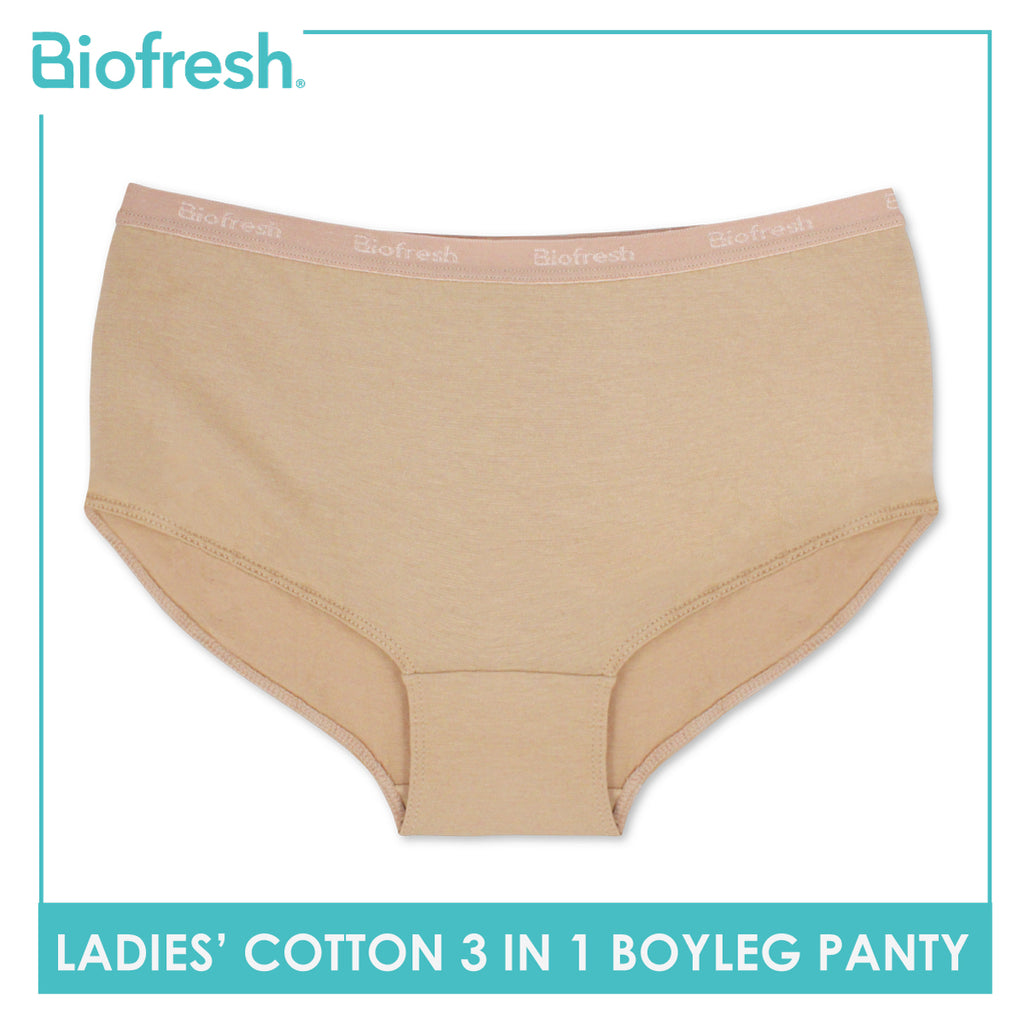 Biofresh Ladies' Antimicrobial Cotton Boyleg Panty 3 pieces in a pack ULPBG0401