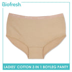 Biofresh Ladies' Antimicrobial Cotton Boyleg Panty 3 pieces in a pack ULPBG0401
