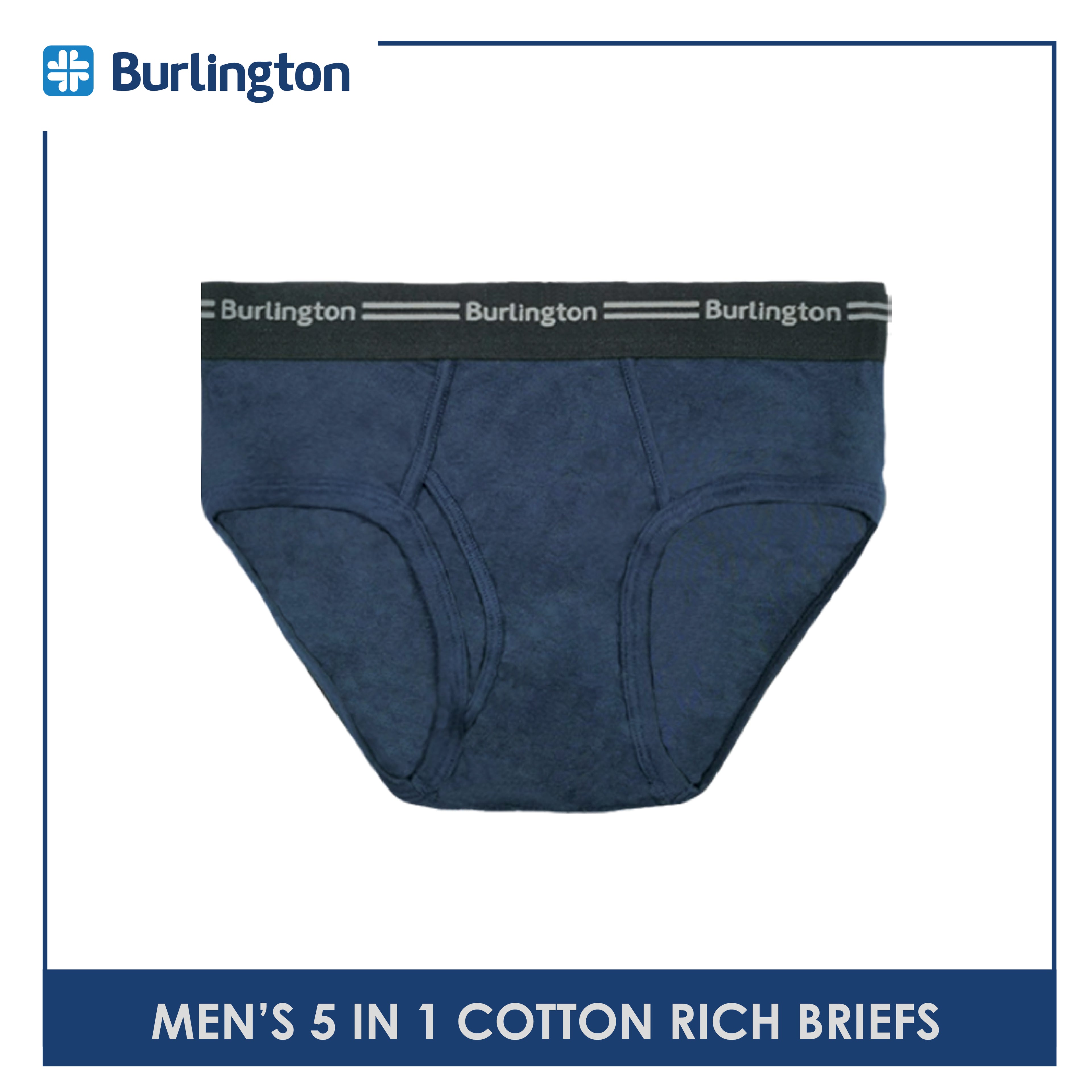 Burlington OGTMBSG1 Men's Cotton Rich Briefs 5 pieces in a pack (4790644277353)
