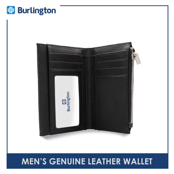 Burlington Men's Billfold Genuine Leather Wallet with Zipper Coin Pocket JMW2401