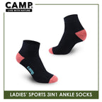Camp Ladies' Cotton Thick Sports Ankle Socks 3 pairs in a pack CLS4