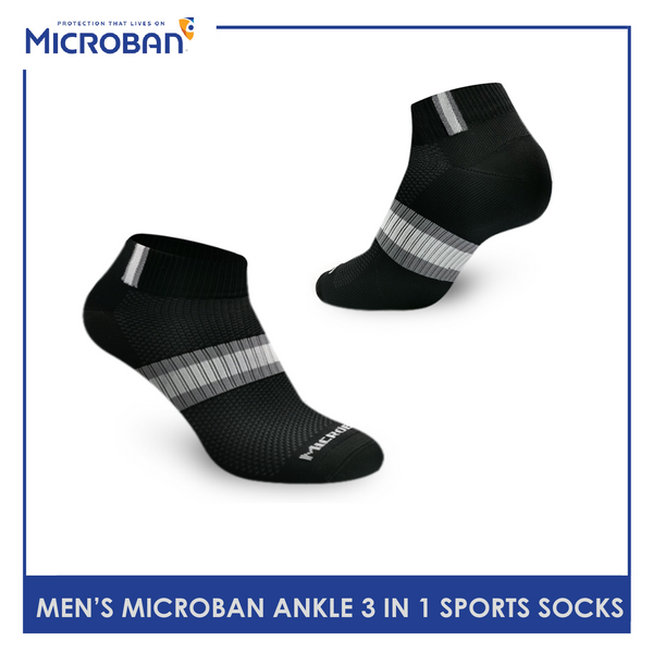 Microban VMSG0403 Men's Thick Cotton Ankle Sports Socks 3 pairs in a pack (4816139092073)