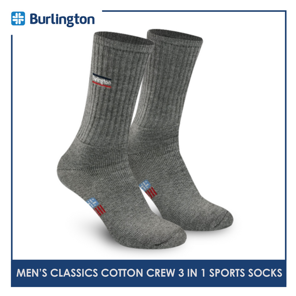 Burlington Classics BMSEG0401 Men's Thick Cotton Crew Sports Socks 3 pairs in a pack (4823227990121)