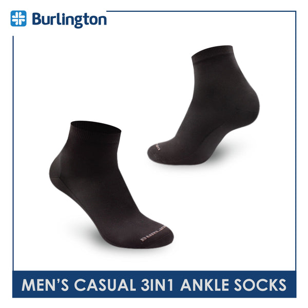 Burlington Men's Cotton Dress Ankle Socks 3 pairs in a pack BMDG3