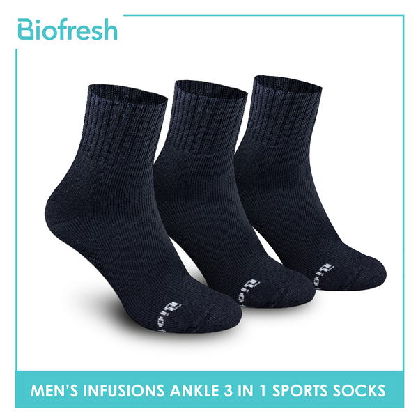 Biofresh Infusion RMSKG18 Men's Cotton Ankle Sports Socks 3-in-1 Pack (4758556180585)