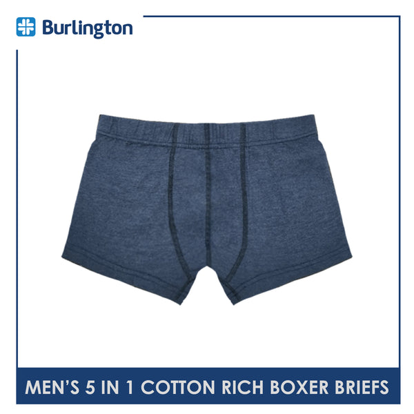 Burlington OGTMBBG1 Men's Cotton Rich Boxer Briefs 5 pieces in a pack (4790648438889)