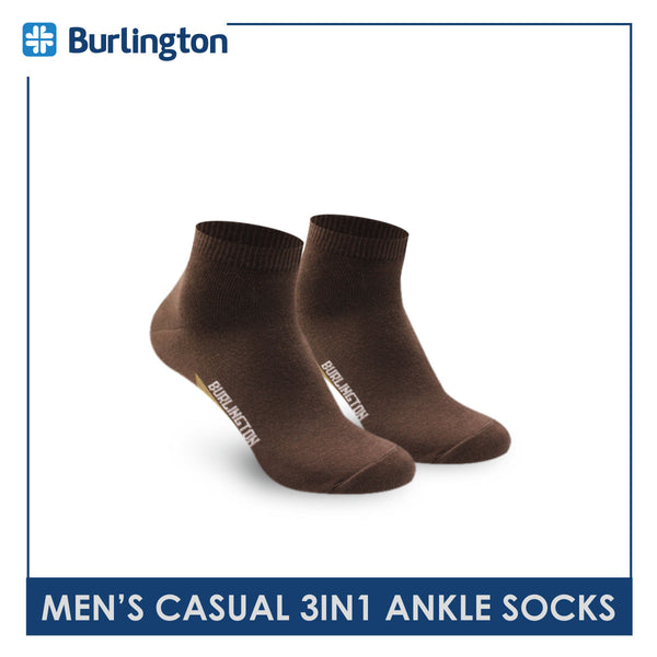 Burlington Men's Cotton Lite Casual Ankle Socks 3 pairs in a pack 141H09