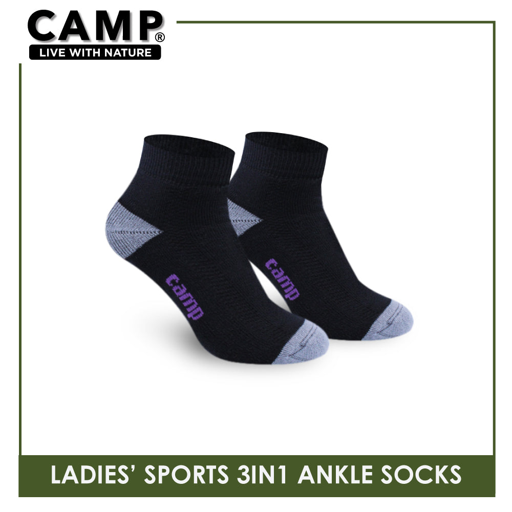 Camp Ladies' Cotton Thick Sports Ankle Socks 3 pairs in a pack CLS4