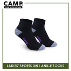 Camp Ladies' Cotton Thick Sports Ankle Socks 3 pairs in a pack CLS4