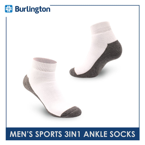 Burlington Men's Cotton Thick Sports Ankle Socks 3 pairs in a pack 0281B