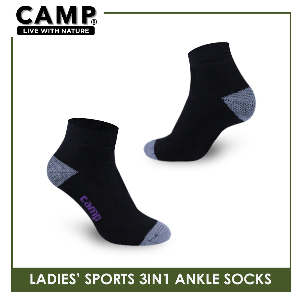 Camp Ladies' Cotton Thick Sports Ankle Socks 3 pairs in a pack CLS4