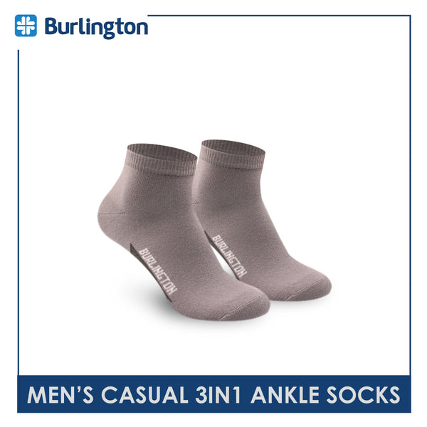 Burlington Men's Cotton Lite Casual Ankle Socks 3 pairs in a pack 141H09