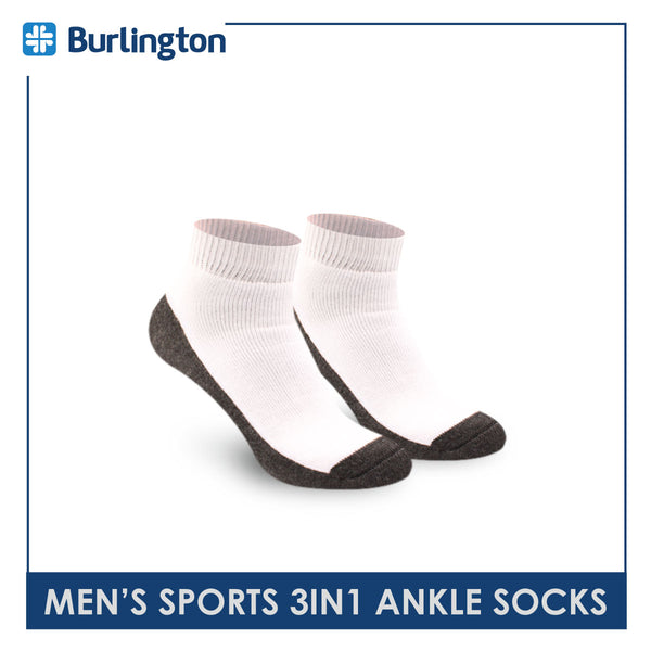 Burlington Men's Cotton Thick Sports Ankle Socks 3 pairs in a pack 0281B