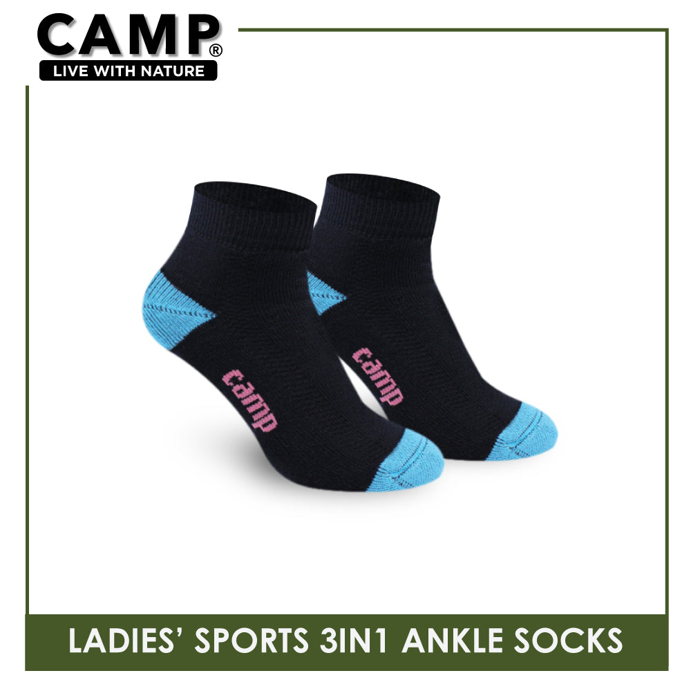 Camp Ladies' Cotton Thick Sports Ankle Socks 3 pairs in a pack CLS4
